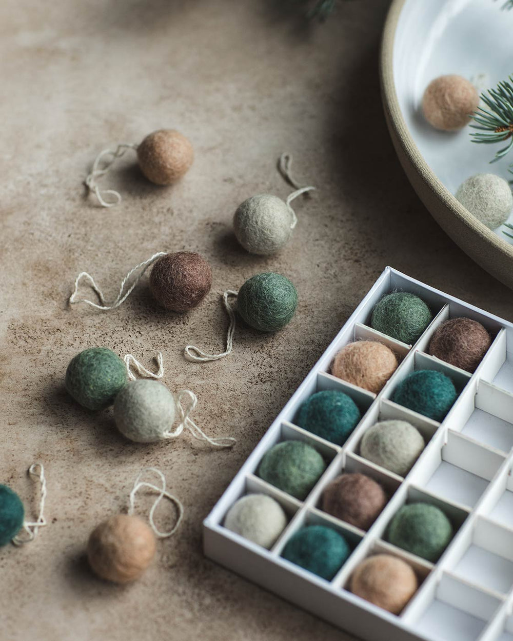Felted Mini Baubles - Set of 25