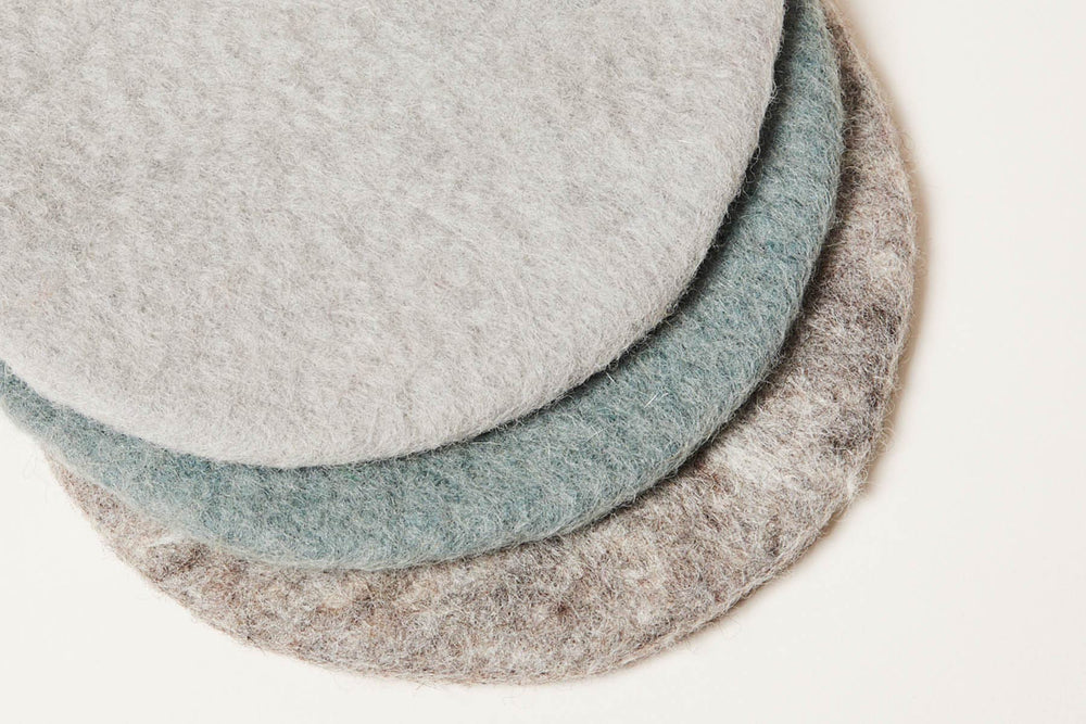 Artisan Felt Pot Pads - Set of 3 - Blues & Greys